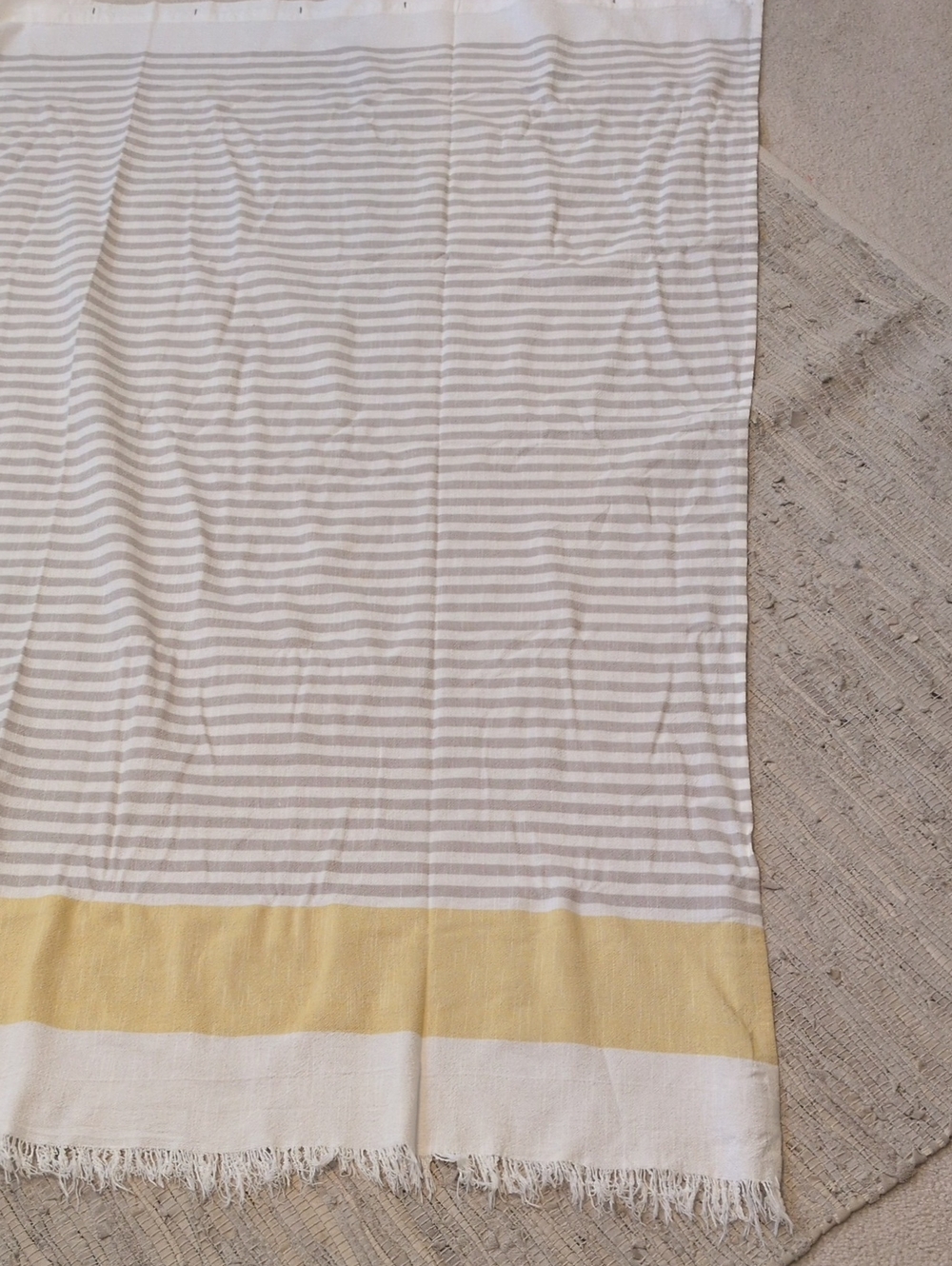 Striped Shower Curtain with Soft Yellow Border